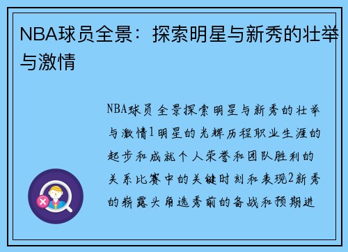 NBA球员全景：探索明星与新秀的壮举与激情